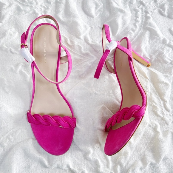 Stuart Weitzman Dancer Twistie 100 Suede Sandal In Pink Size 11.5 - Picture 3 of 7